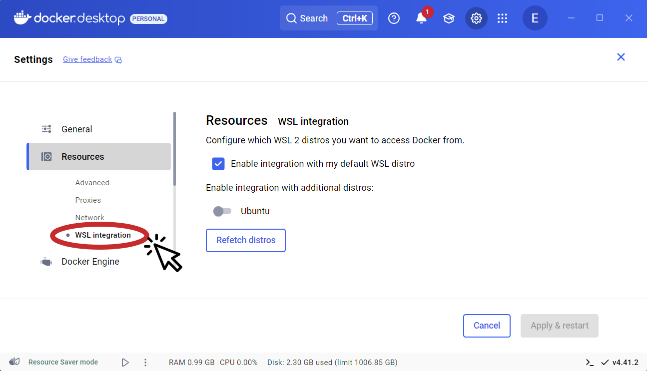 cardano-up-docker-desktop-wsl-integration